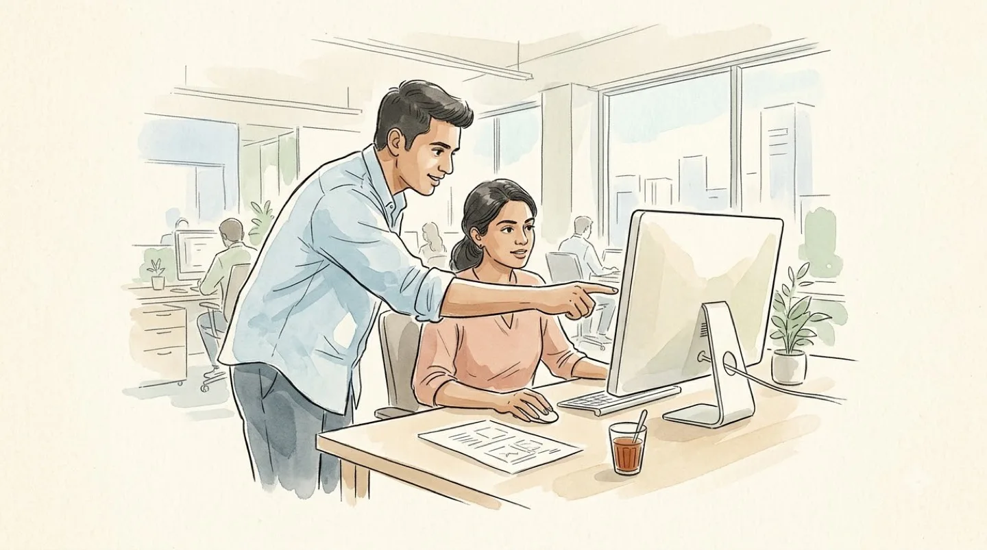 Our team training the developer's staff at their desks